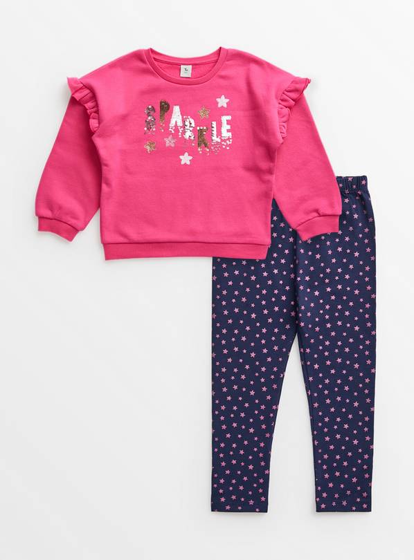 Pink Sweatshirt & Star Leggings Set  1.5-2 years